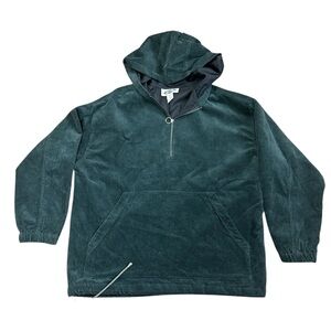Corduroy Hooded Green Pullover with Front Pocket - Size Medium